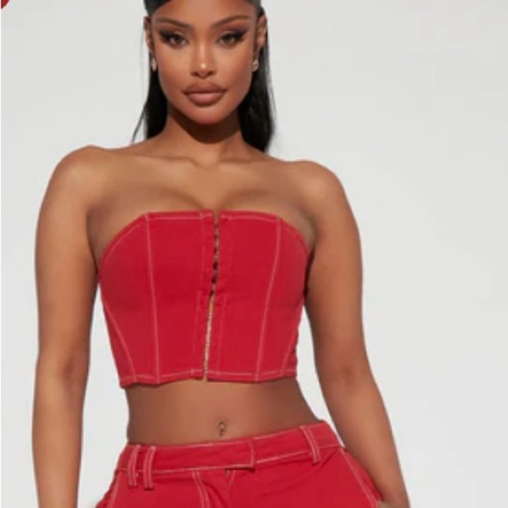 Fashion Nova Bold Red Corset Crop Top
